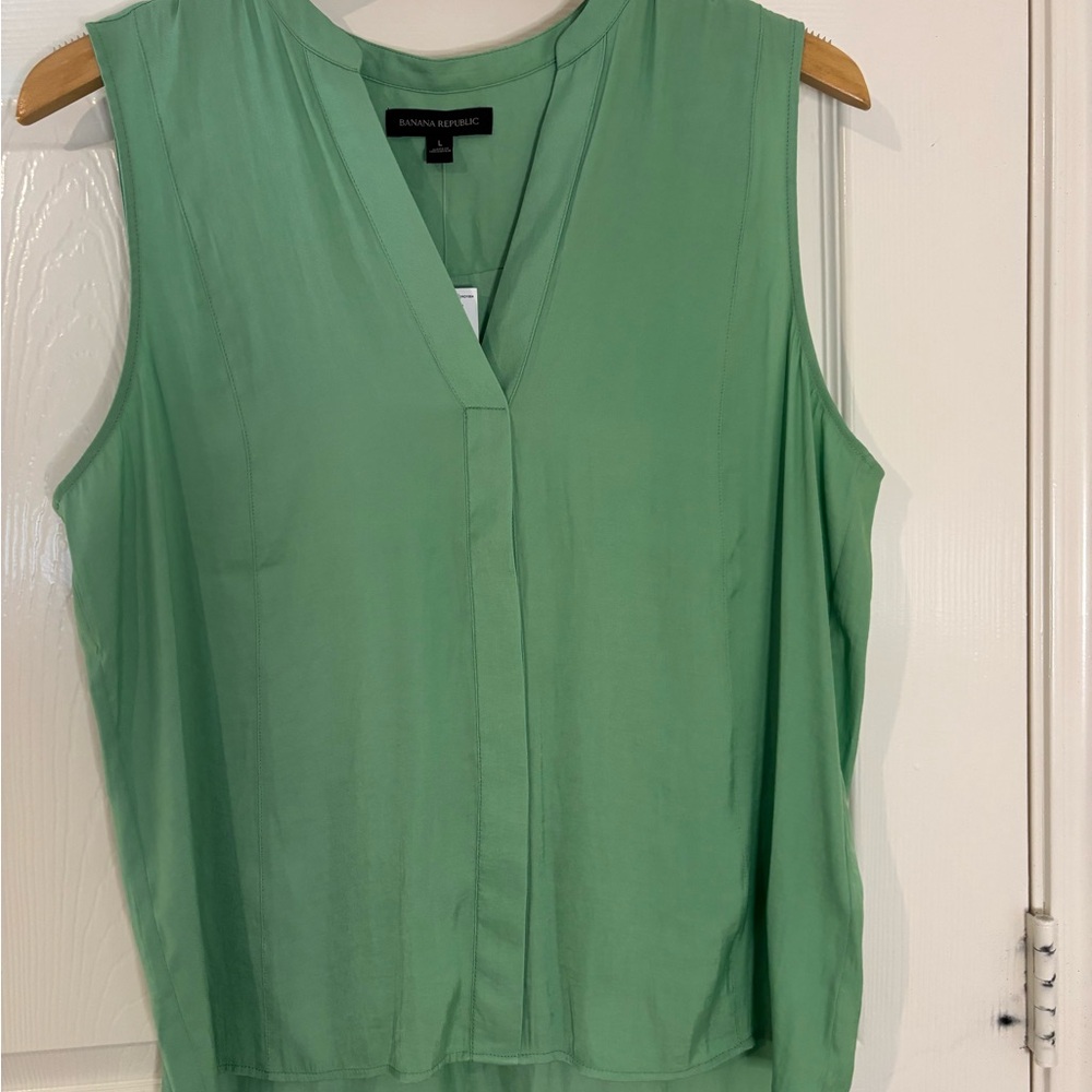 Banana Republic Green Mandarin Collar Blouse